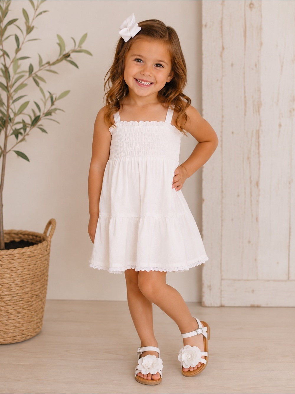 Madden NYC White Floral Ankle Strap Sandals Girls Size 1 - Big Kid - NWOT